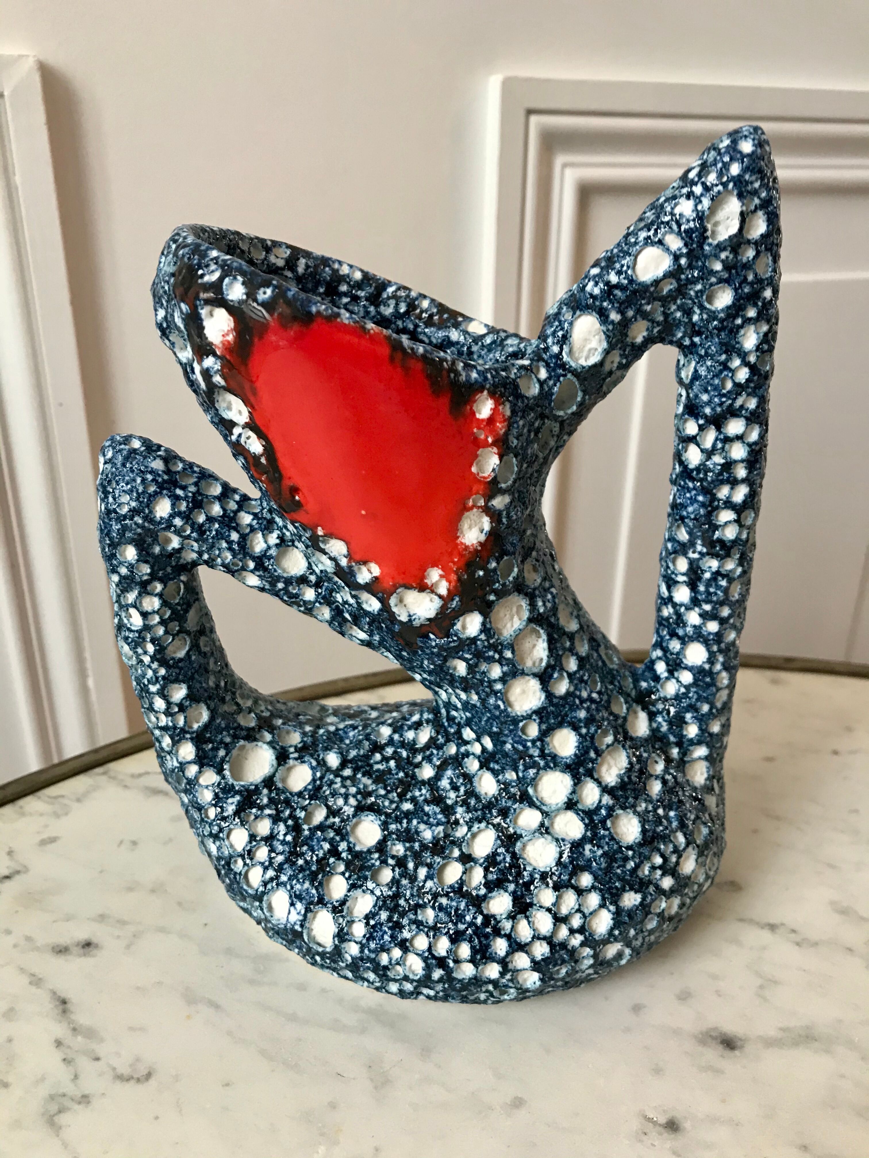 Vase fat lava blue design 70s