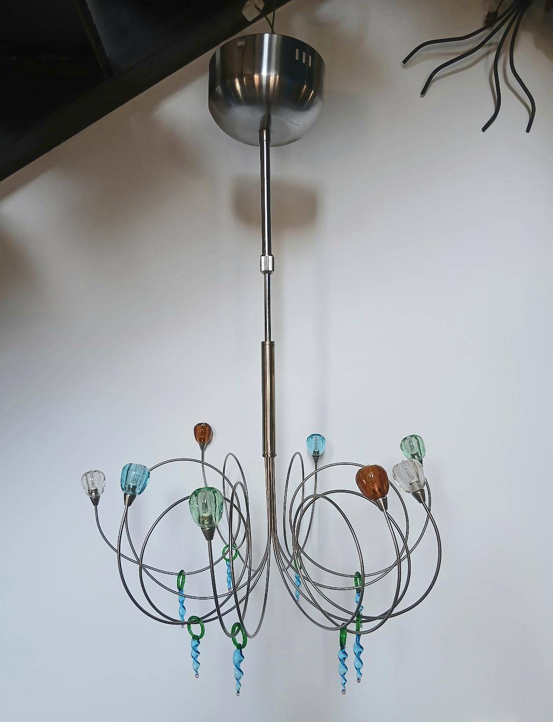 Lustre  plafonnier en verre multicolore Harco style Loor stawberry