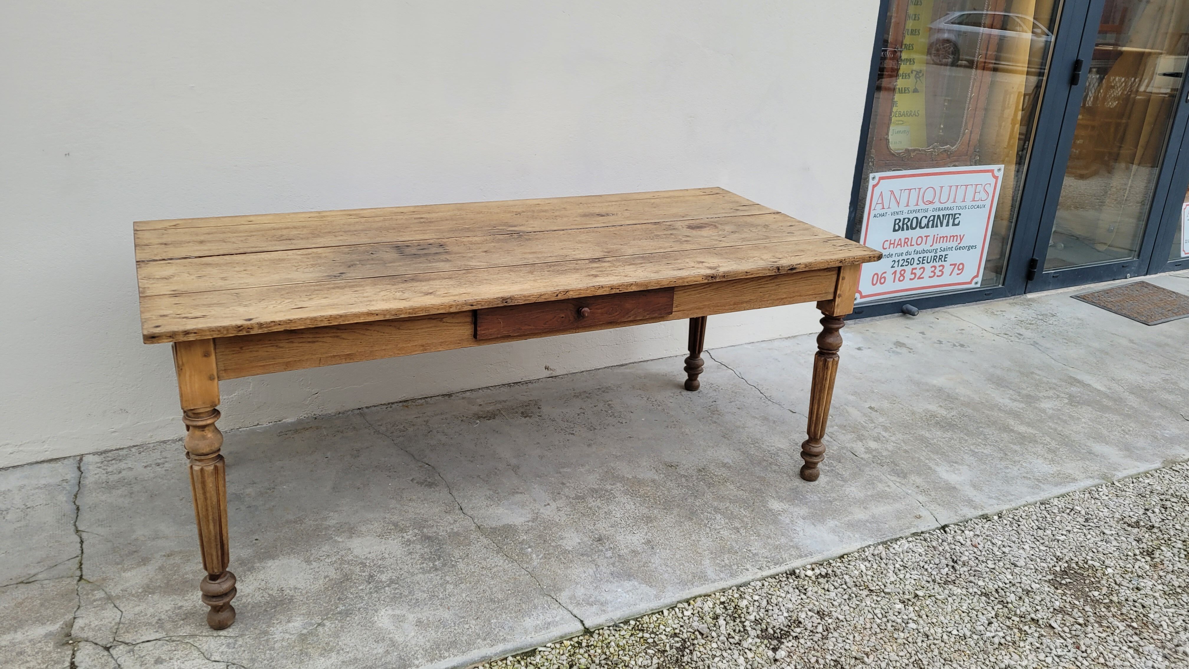 Rustic farmhouse table in solid oak Louis Philippe style -1m84