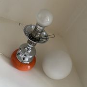 Vintage lamp opaline globe, wood turned orange and chrome 60s 70s