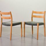 Niels Otto Moller Dining Chairs Model 84 Solid Beech Wood with Grey Velvet