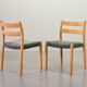 Niels Otto Moller Dining Chairs Model 84 Solid Beech Wood with Grey Velvet