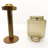 Hans-Agne Jakobsson smoked glass candle holder for Markaryd model L-102/32 - 1960s