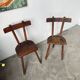 Pair of Savoyard tripod chairs, folk art, oak.