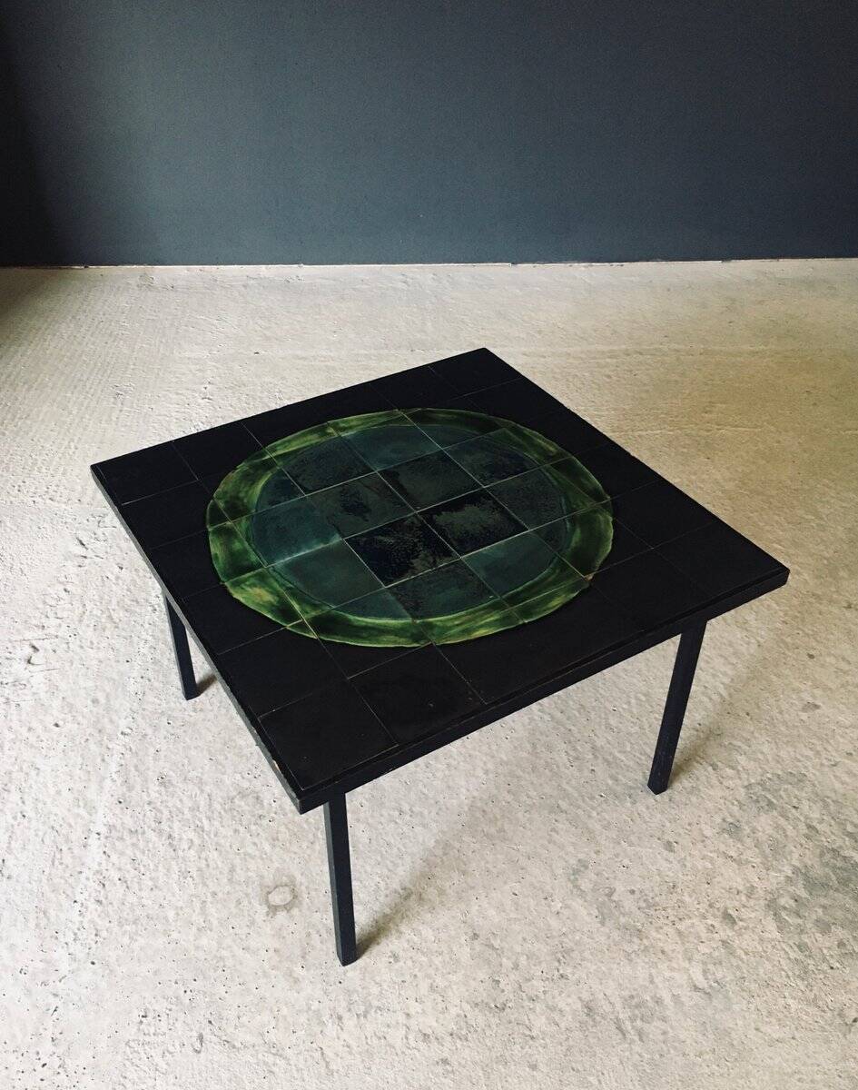 Mid-Century Studio Ceramic Tile Coffee Table, Belgium, 1960s