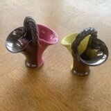 Two baskets in two-tone ceramic, moit-moit, vintage 1950