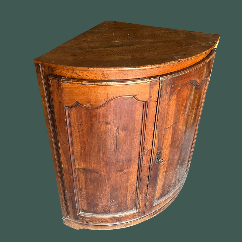 Pair of antique quarter-round corner cabinets in solid wood – Louis XV style