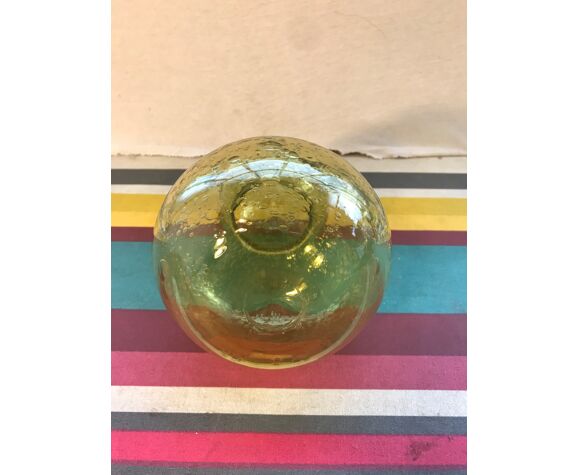 Pair Old Bottle Biot Yellow Bullized Blown Glass Bouchon Selency Pair Old Bottle Biot Yellow Bullized Blown Glass Bouchon Selency