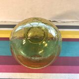 Paire d'ancienne bouteilles Biot verre soufflé bullé jaune avec bouchon