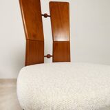 70's brutalist dining chairs in oak with bouclé fabric