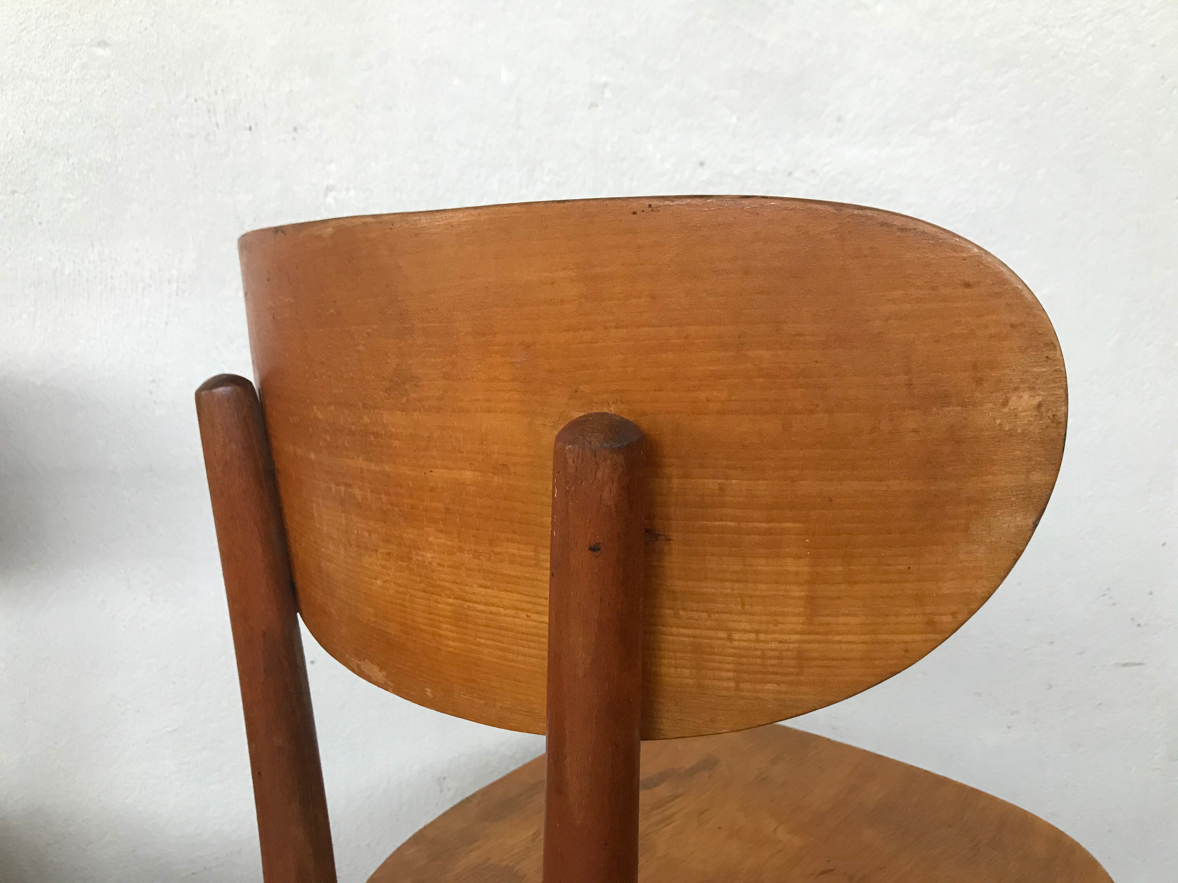 Series of 6 chair baumann scandinavian beech spirit 1950 1960 vintage design
