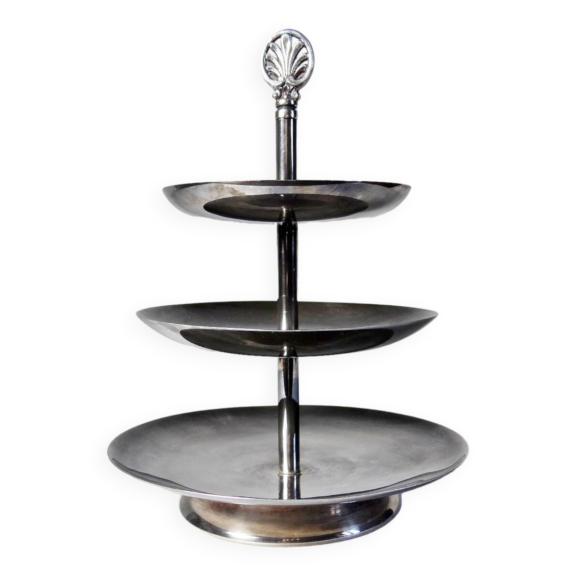 Small mute servant in vintage/old silver metal with 3 trays