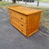 Vintage bamboo rattan chest of drawers Maugrion