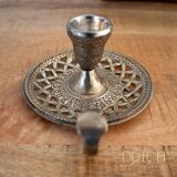 Silver Plated Candlestick Holder, Vintage Chamberstick With Patina, Ornate