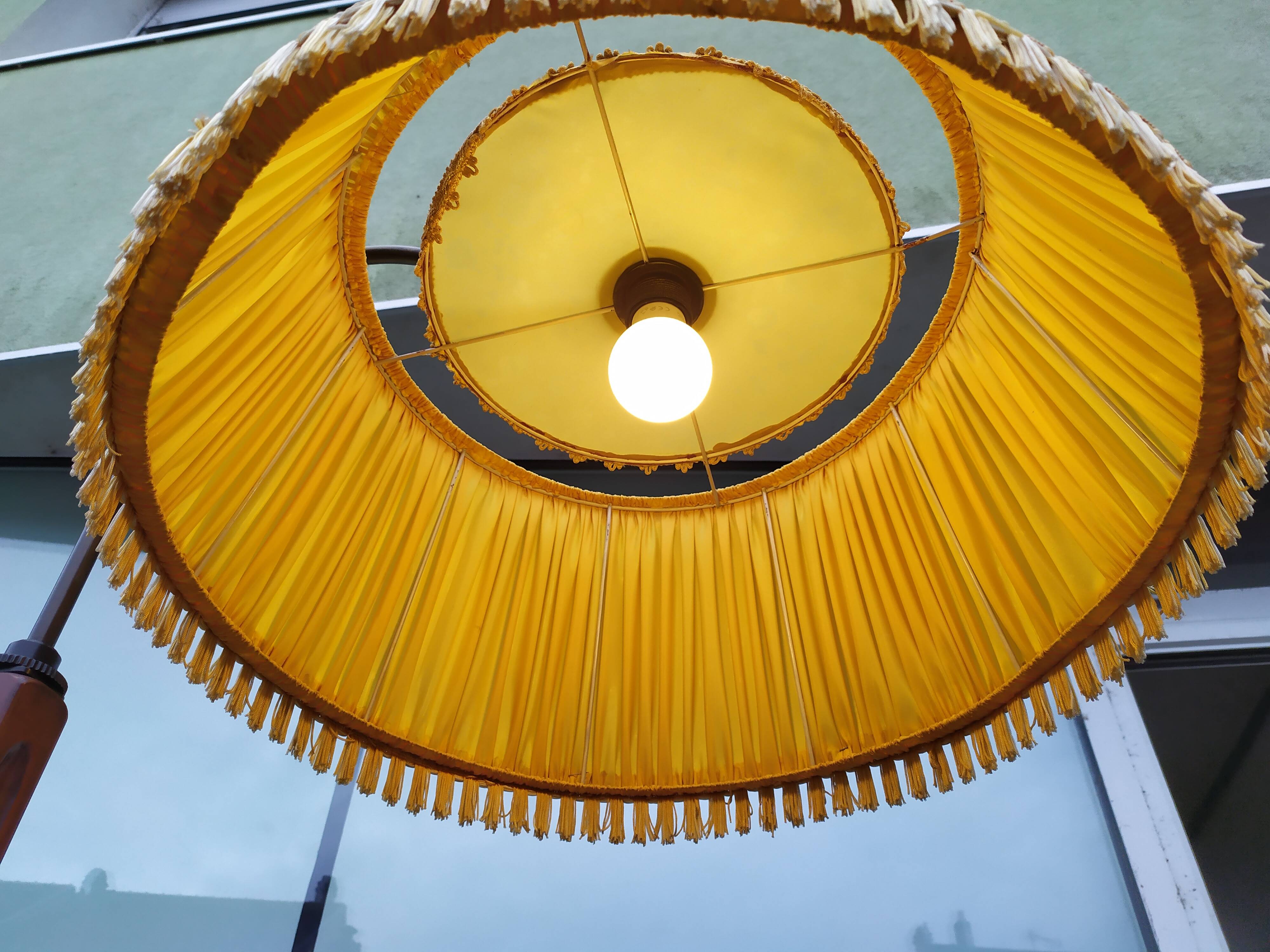 Floor lamp - wood - cane - glass