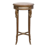 Antique French side table with a gold-coloured wooden frame and marble top