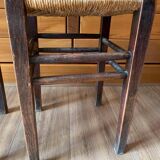 Pair of wood and straw stools