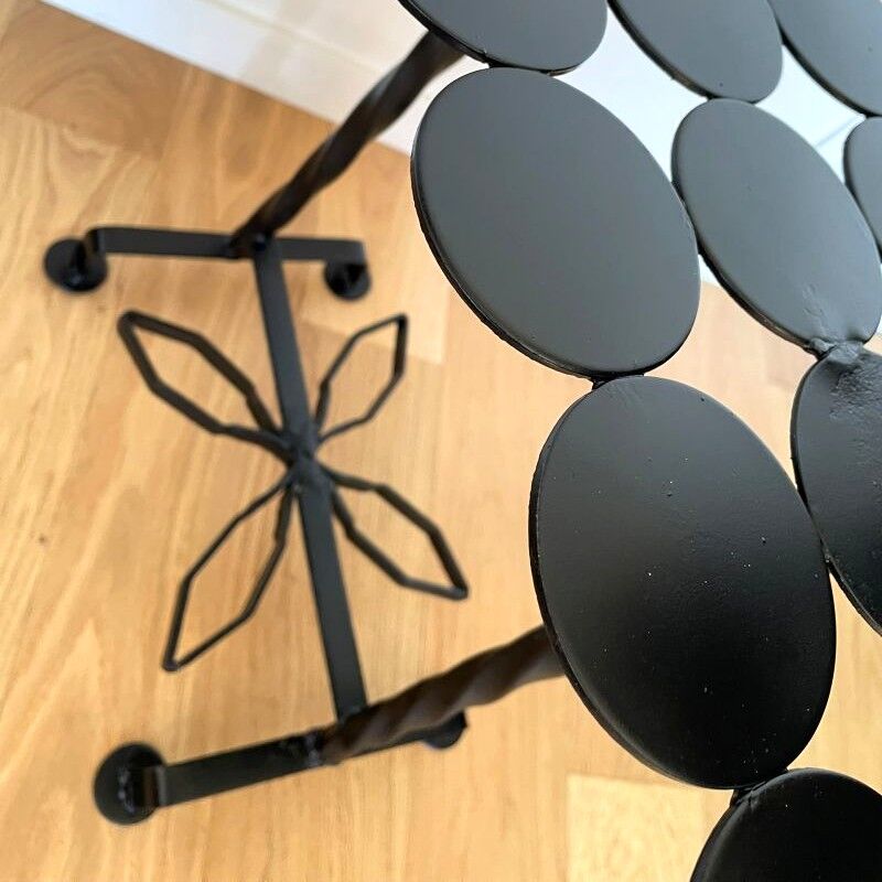 Occasional table / rectangular side table wrought iron with discs