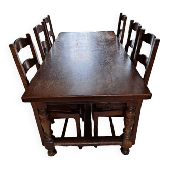 Wooden farmhouse table