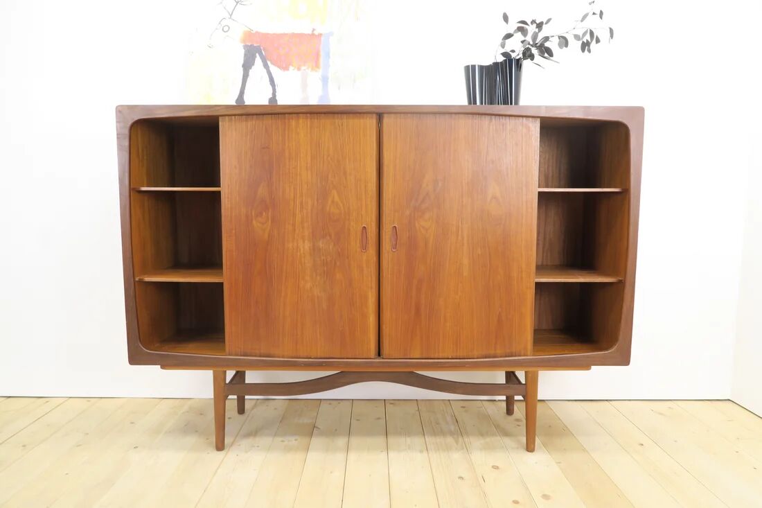 Teak highboard with doors and drawers, 1960s