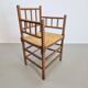 Mid-Century Arts and Craft Oak Bobbin Chair with Rush Seat, 1930s