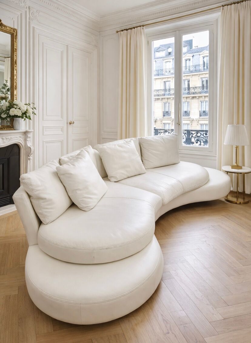 High-end white leather sofa