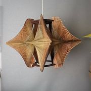 Large futuristic  wooden hanging lamp 1960s
