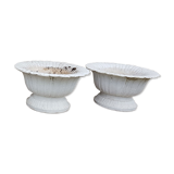 Old set of 2 flower pots in beton