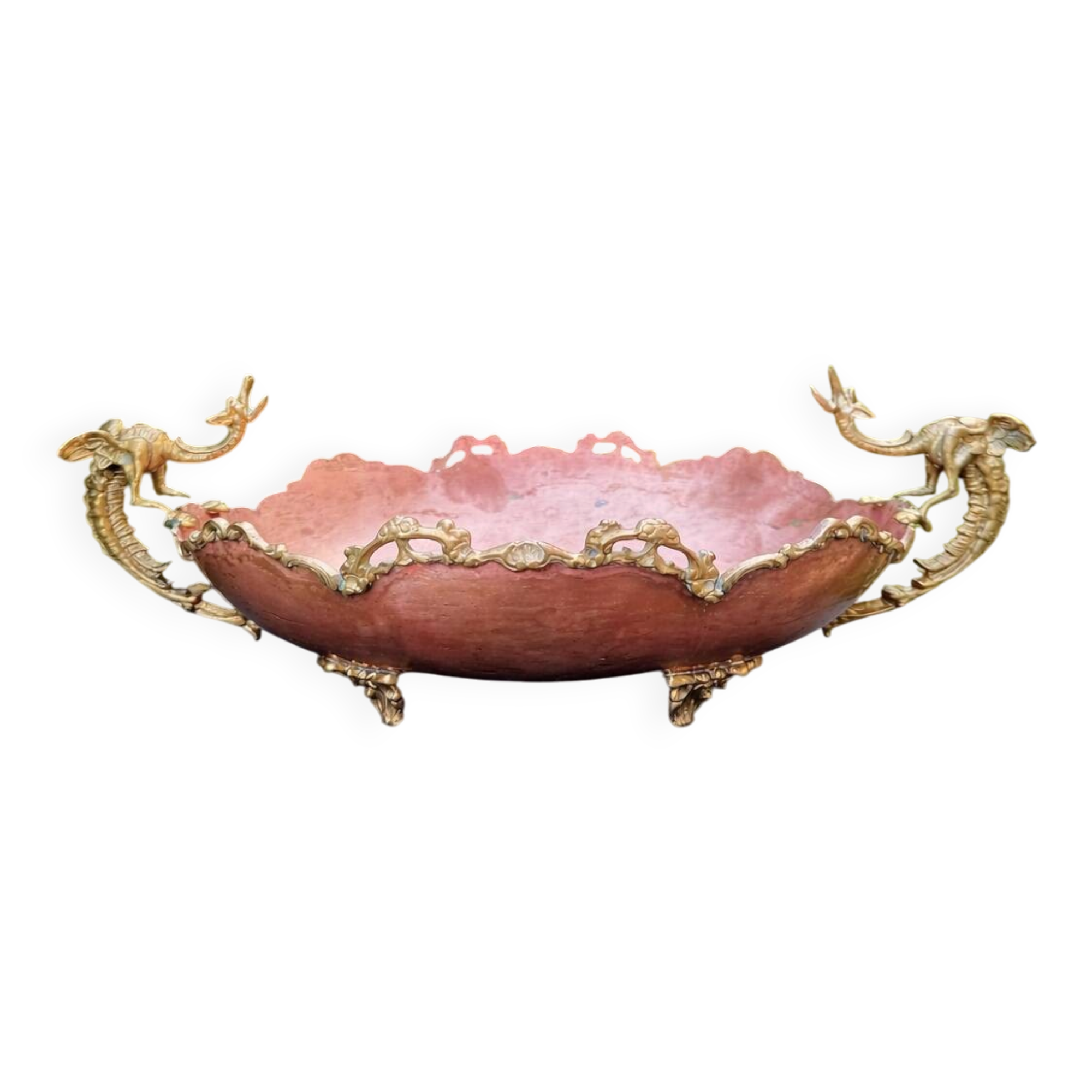 Large Art Nouveau copper fruit bowl Italy 1890s