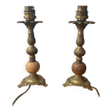 Brass and stone lamp bases