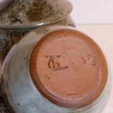Duo of potter's pots covered in vintage glazed stoneware
