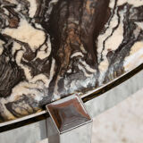 Coffee table with a stone top.