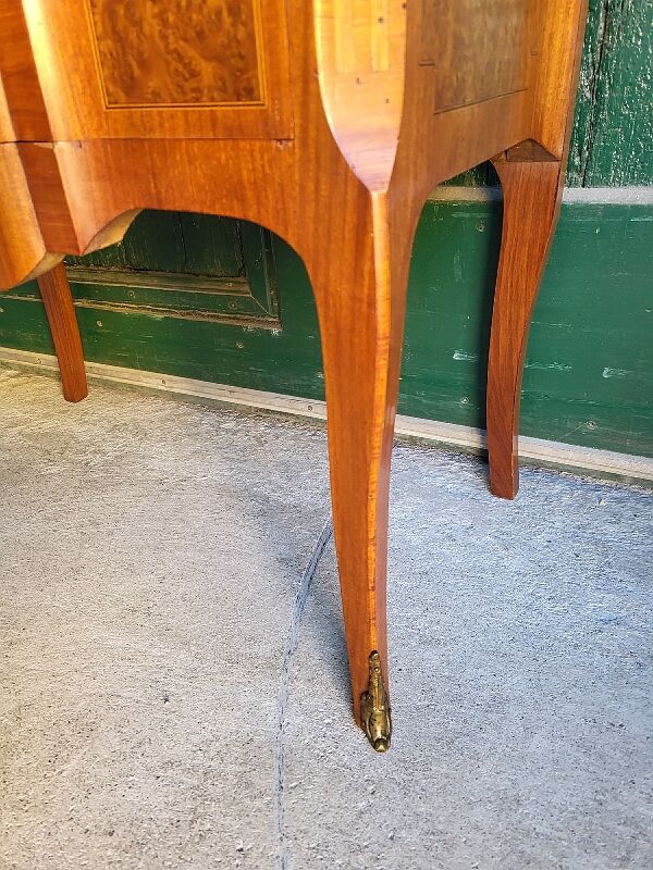 Chest of drawers transition Louis XVl marquetry marble top