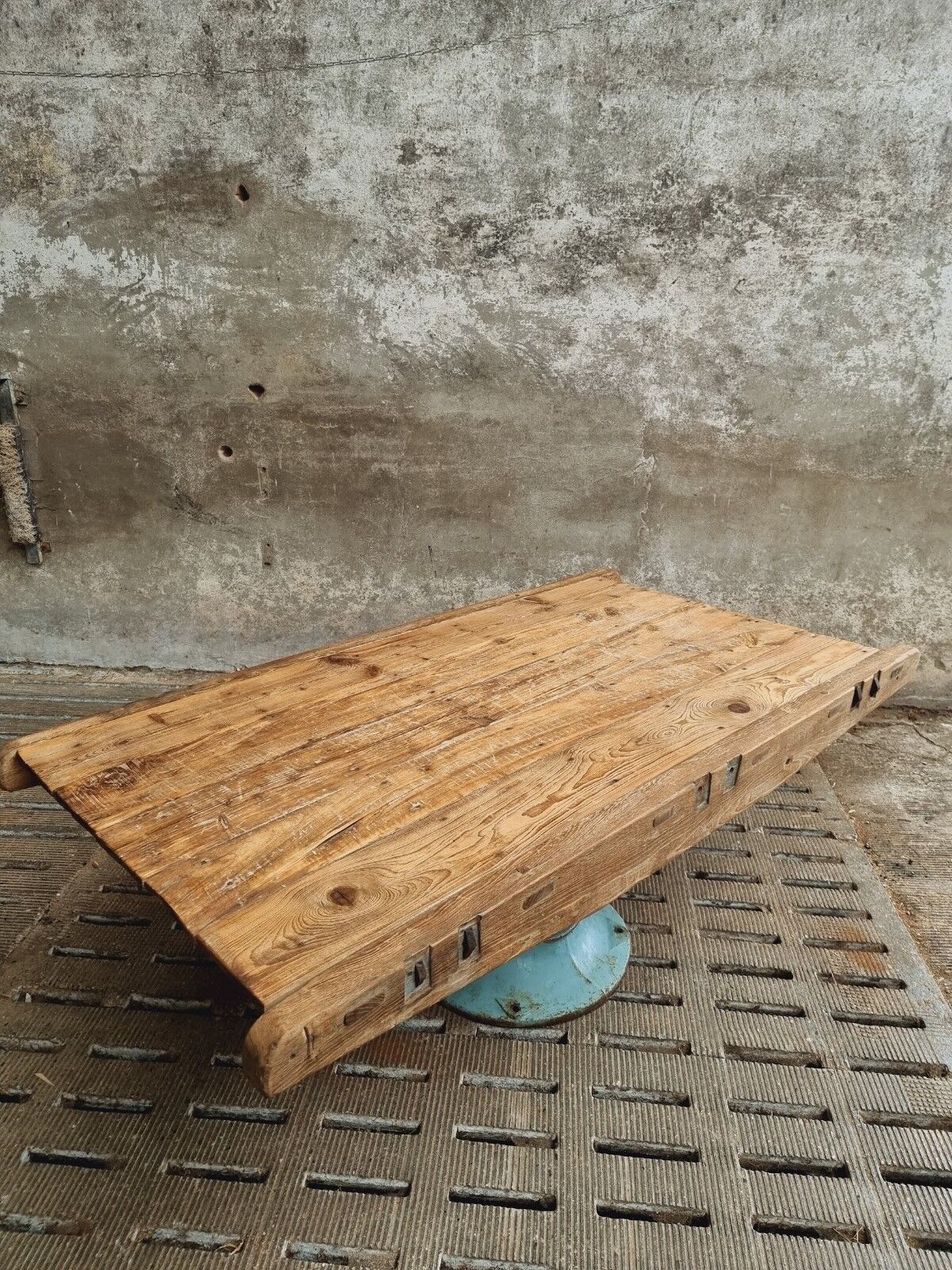 Antique dining table XXL on industrial machine leg