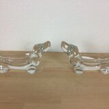Set of 3 animal cups in vannes crystal, dogs and grasshopper