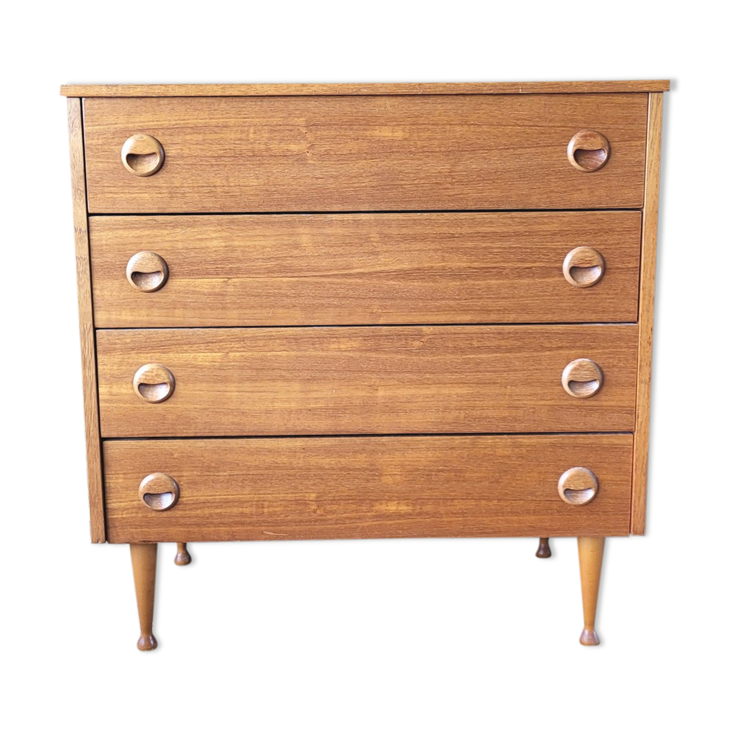Vintage plated teak chest of drawers