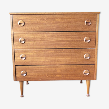 Vintage plated teak chest of drawers