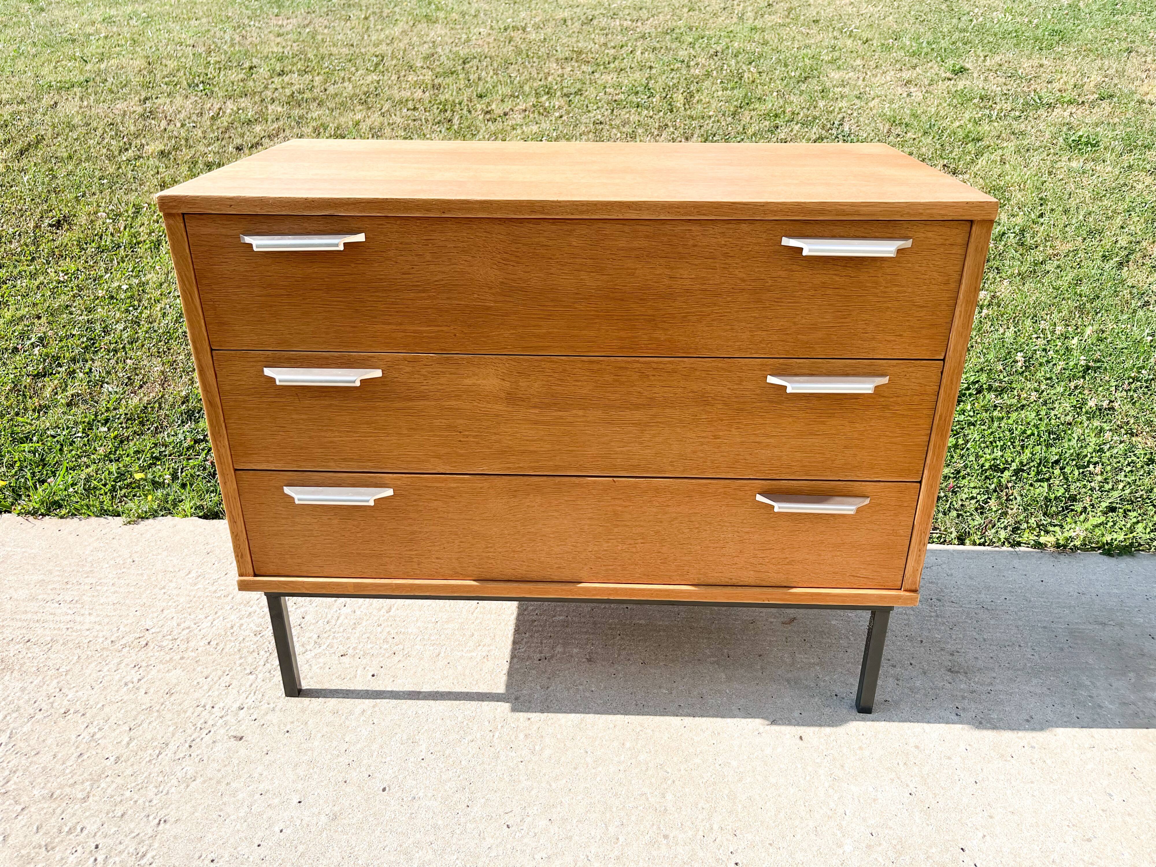 Chest of drawers with 3 drawers, metal base in the style of André Monpoix, 1960
