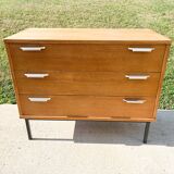 Chest of drawers with 3 drawers, metal base in the style of André Monpoix, 1960