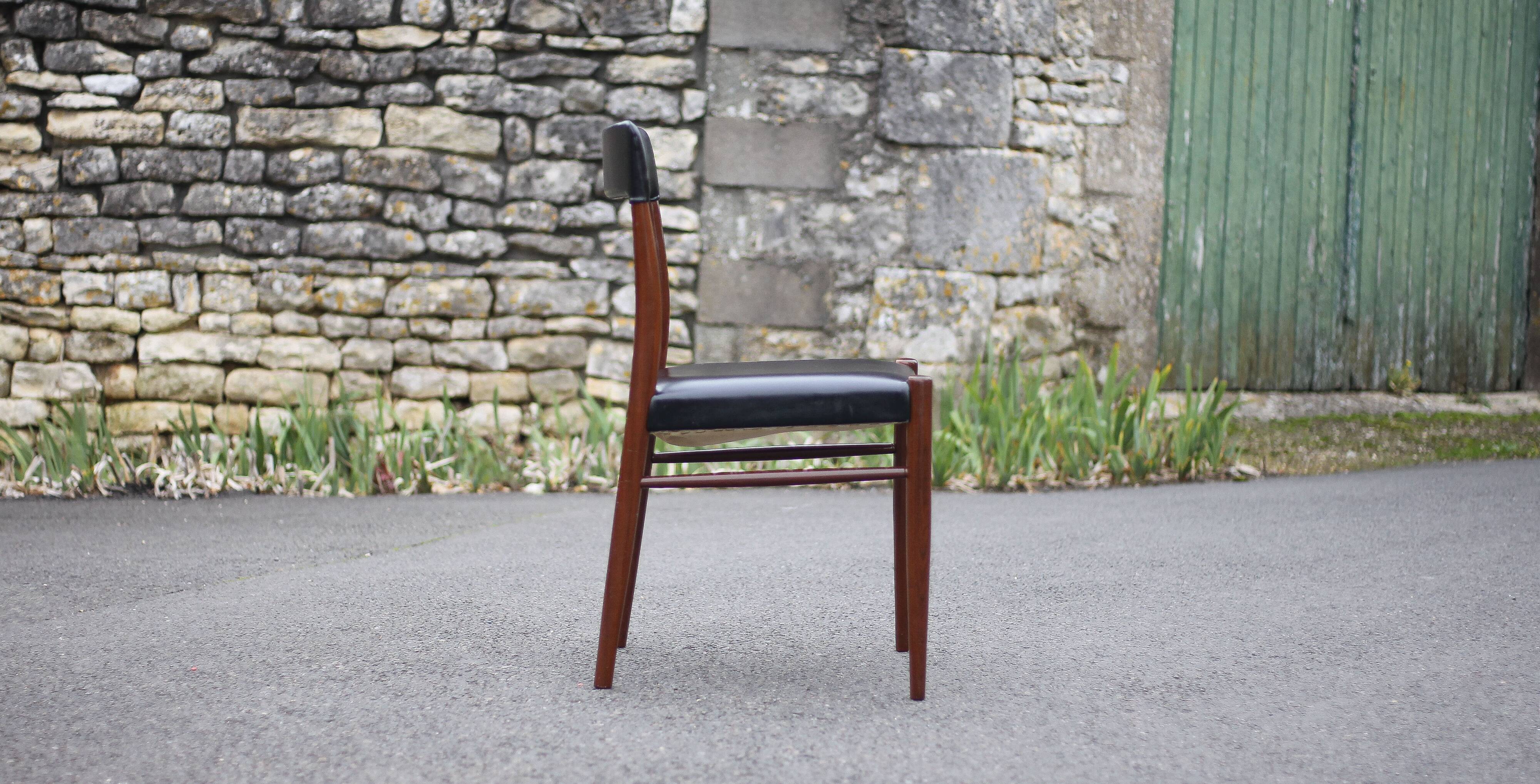 Scandinavian chair, vintage Scandinavian teak and black leatherette chair, living room chair