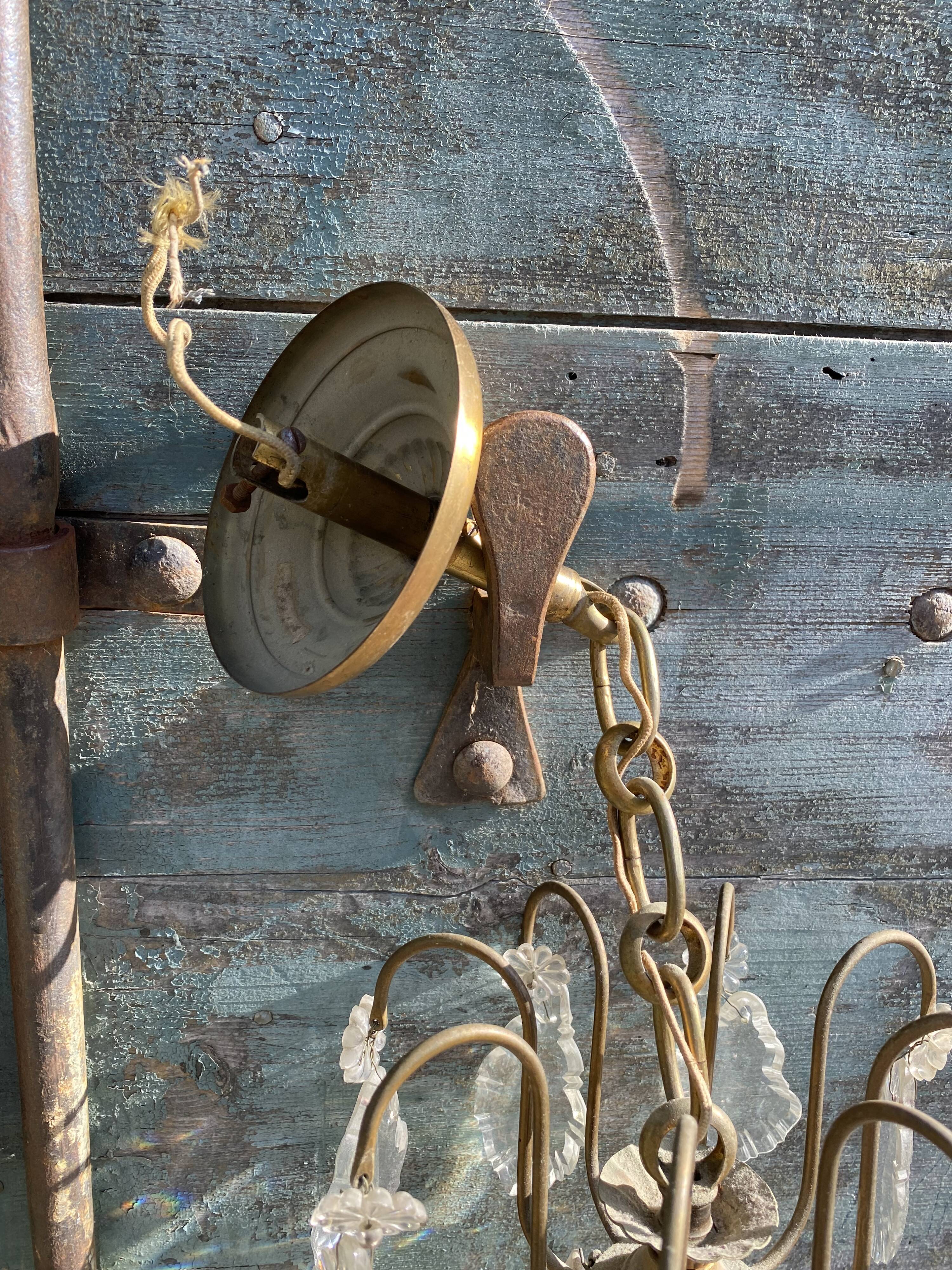 Chandelier with bronze and crystal grapevines