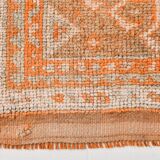 2x13 Soft Orange & Fuchsia Pattern Rug, Vintage Ousahk Runner Rug,90x381 Cm