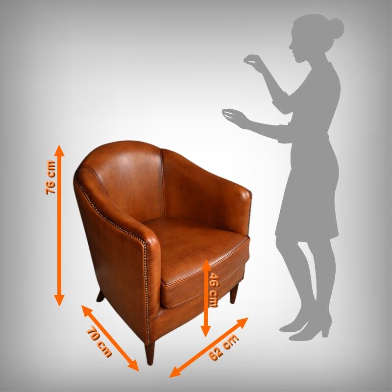 Pair of Solange club armchairs in sheepskin leather – reproduction