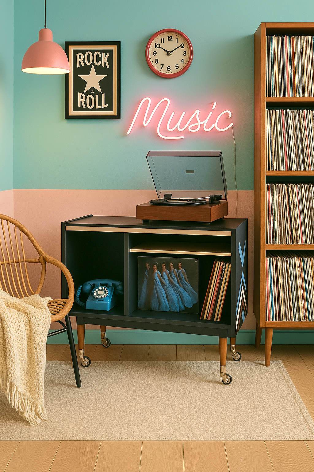 Vinyl storage unit on wheels