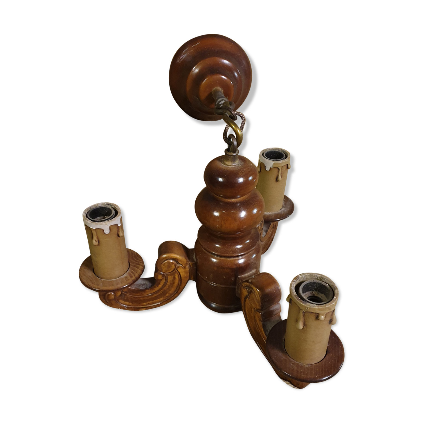 3-arm wooden chandelier