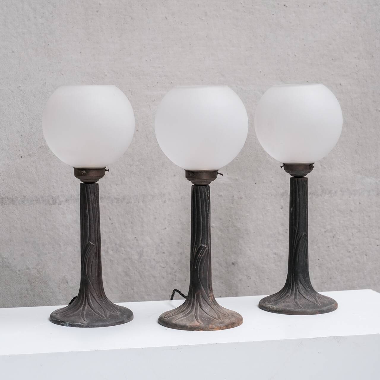 Metal and Opaque Glass Mid-Century Table Lamps (15 available)
