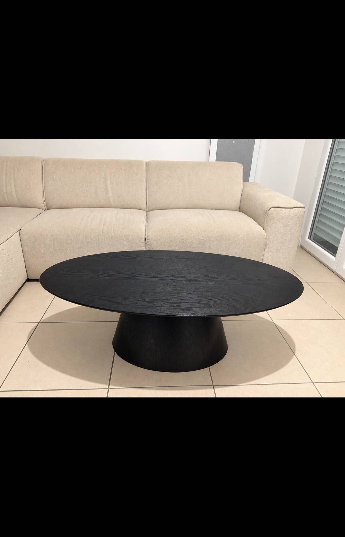 Black oval coffee table