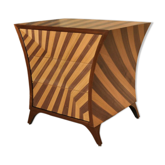 Sahco curved brown and beige bedside table