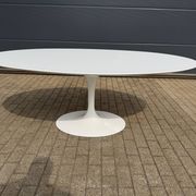 Original oval Tulip Knoll table 198cm white laminate, NEW in the box.