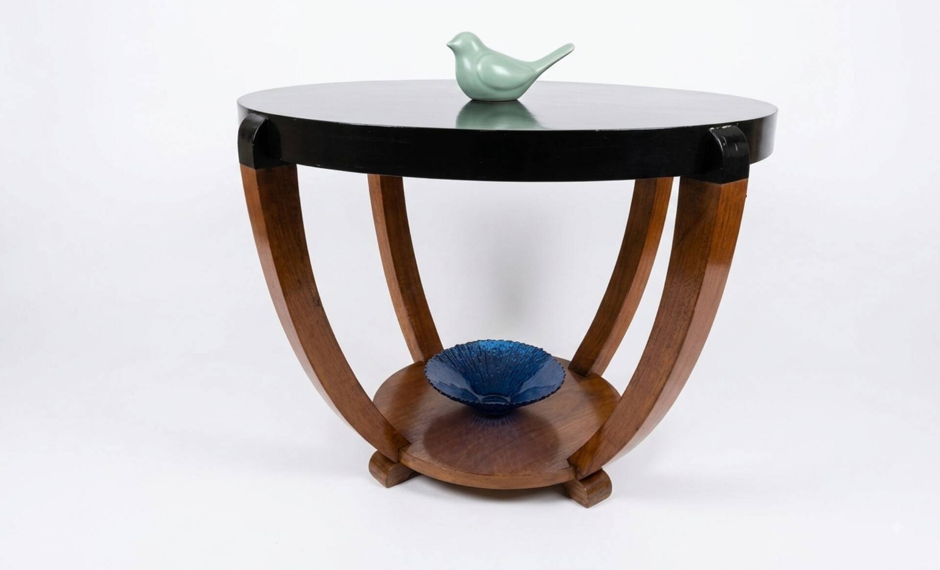 Large guéridon / Art Deco coffee table with saber legs (1930) – No lacquer